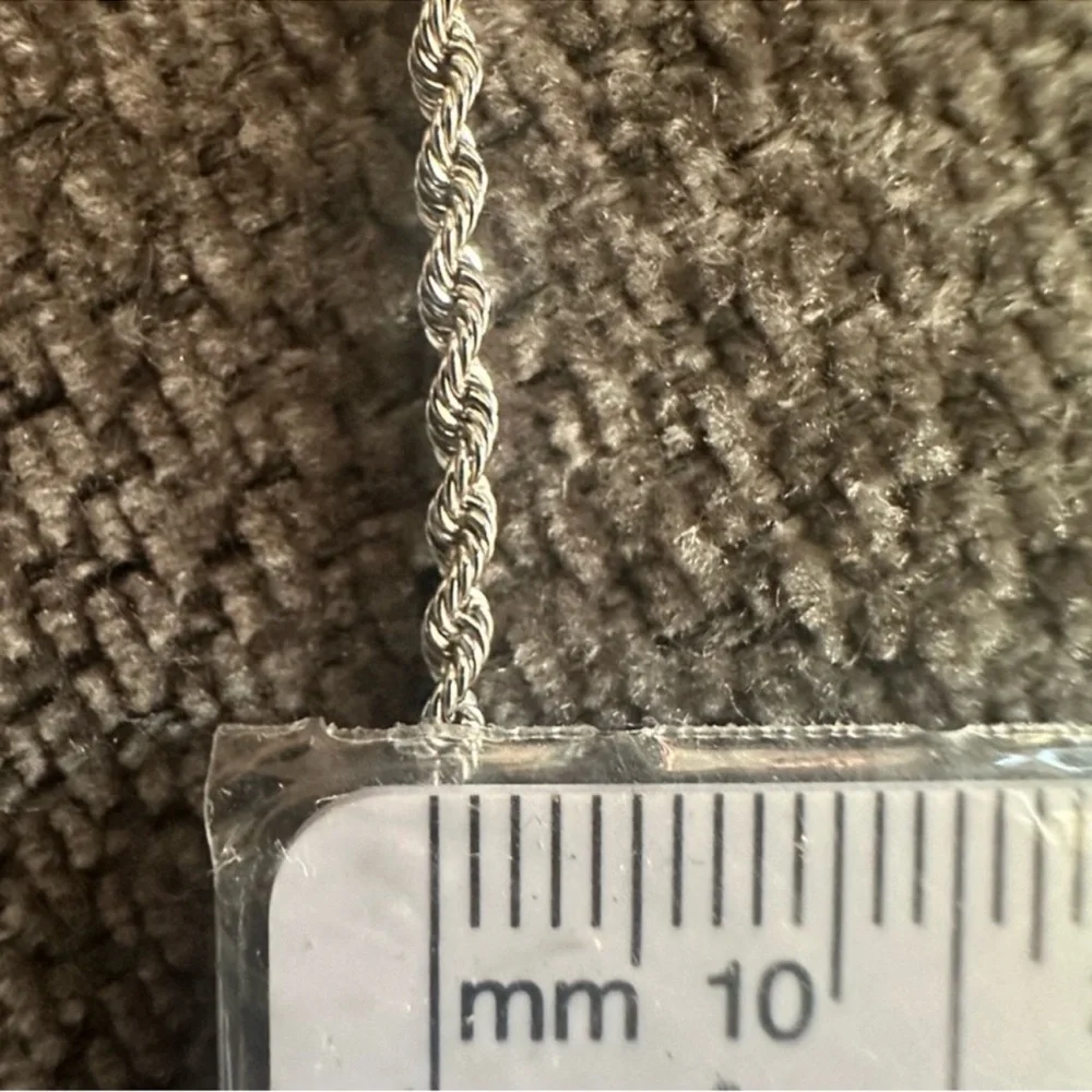 14k White Gold Rope Necklace Chain 24 inches long